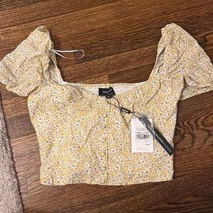 Bardot Short Sleeve Crop Top